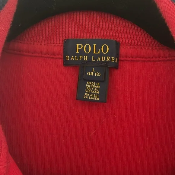 Polo Ralph Lauren boys 14/16 red quarter zip pullover - Picture 2 of 6